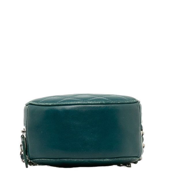 シャネル マトラッセ ココマーク 斜め掛け チェーン ショルダーバッグ ポーチ グリーン レザー レディース CHANEL 【中古】