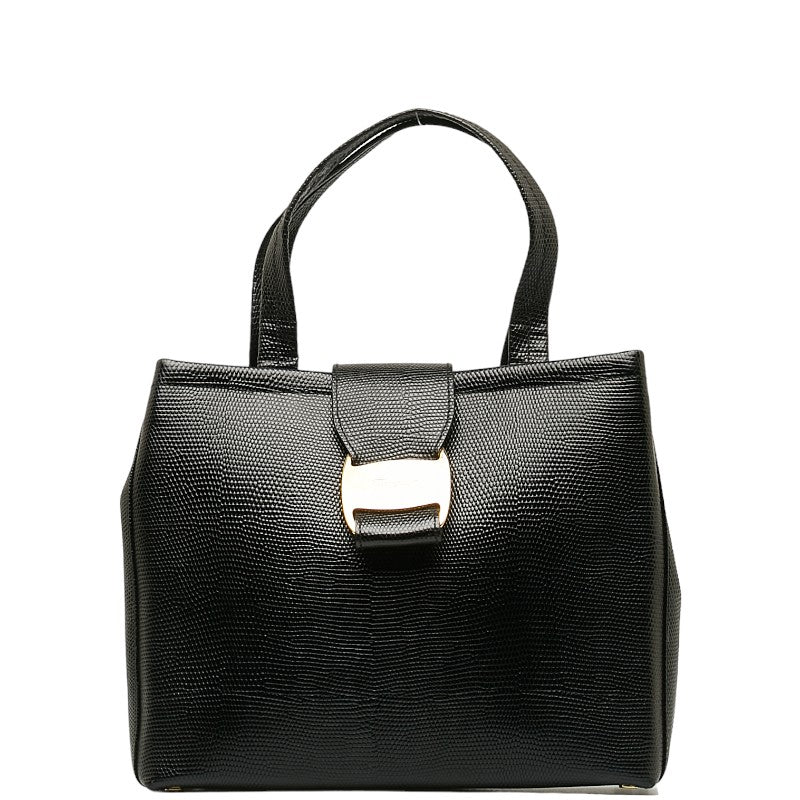 サルヴァトーレフェラガモ ヴァラ ハンドバッグ AQ-21 8252 ブラック ゴールド レザー レディース Salvatore Ferragamo 【中古】