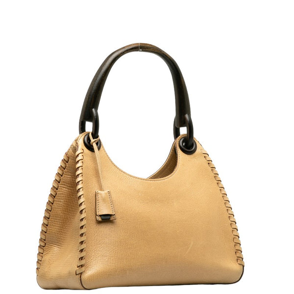 グッチ ウッド ワンショルダー 106237 ベージュ レザー レディース GUCCI 【中古】