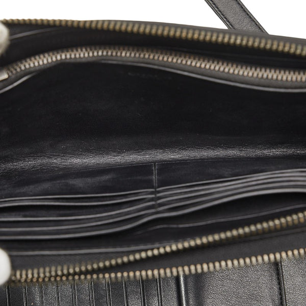 コーチ シグネチャー ラウンドファスナー 長財布 トラベルオーガナイザー ダブルジップ F66562 ブラック グレー PVC レザー メンズ COACH 【中古】