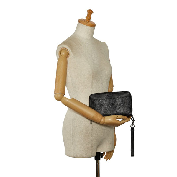 コーチ シグネチャー ラウンドファスナー 長財布 トラベルオーガナイザー ダブルジップ F66562 ブラック グレー PVC レザー メンズ COACH 【中古】