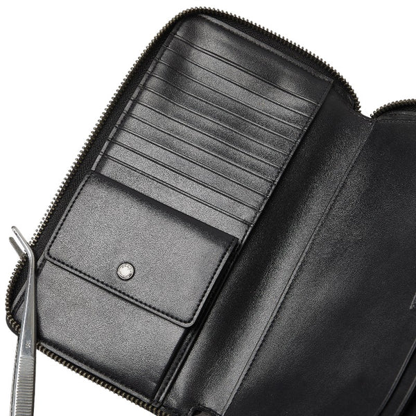 コーチ シグネチャー ラウンドファスナー 長財布 トラベルオーガナイザー ダブルジップ F66562 ブラック グレー PVC レザー メンズ COACH 【中古】