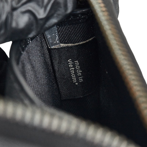 コーチ シグネチャー 二つ折り財布 ラウンドファウナー コンパクトウォレット ブラック グレー PVC レザー メンズ COACH 【中古】