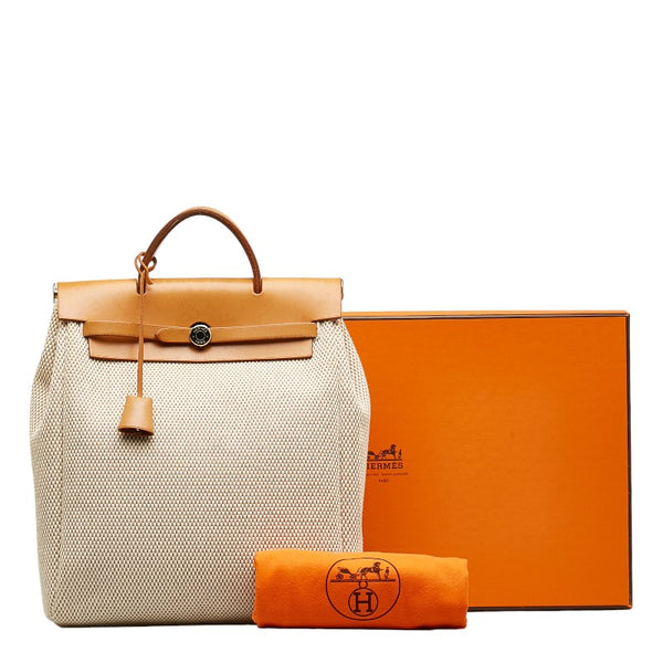 エルメス エールバッグ アドPM リュック バックパック ベージュ キャンバス レザー レディース HERMES 【中古】