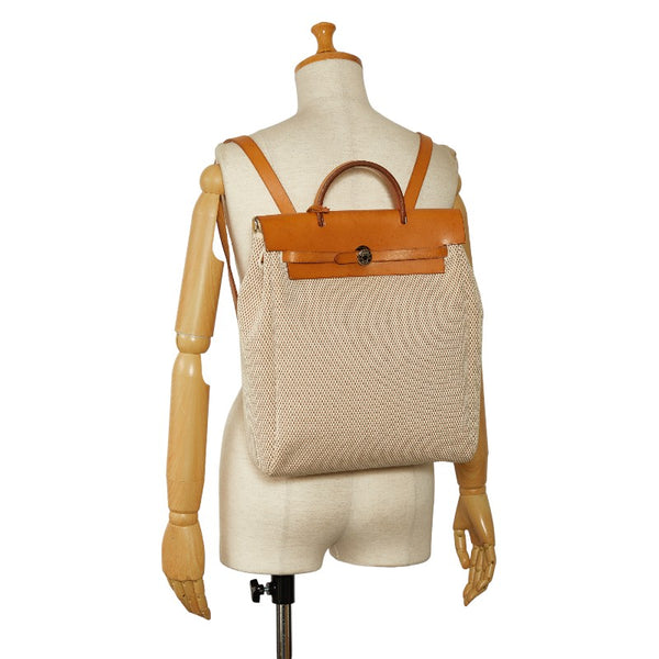 エルメス エールバッグ アドPM リュック バックパック ベージュ キャンバス レザー レディース HERMES 【中古】