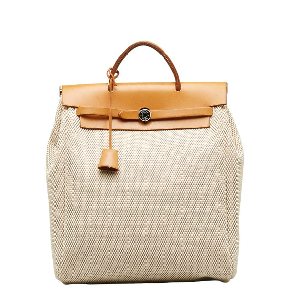 エルメス エールバッグ アドPM リュック バックパック ベージュ キャンバス レザー レディース HERMES 【中古】