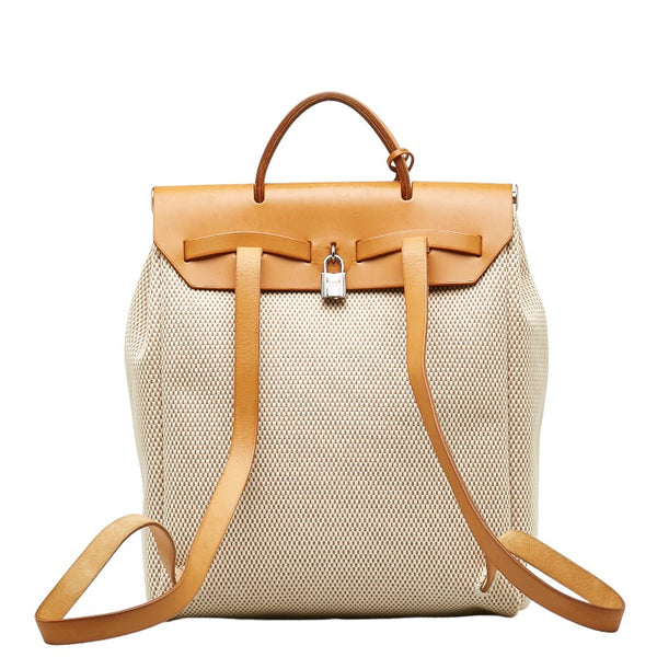 エルメス エールバッグ アドPM リュック バックパック ベージュ キャンバス レザー レディース HERMES 【中古】