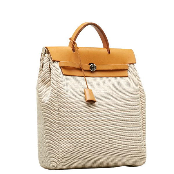 エルメス エールバッグ アドPM リュック バックパック ベージュ キャンバス レザー レディース HERMES 【中古】