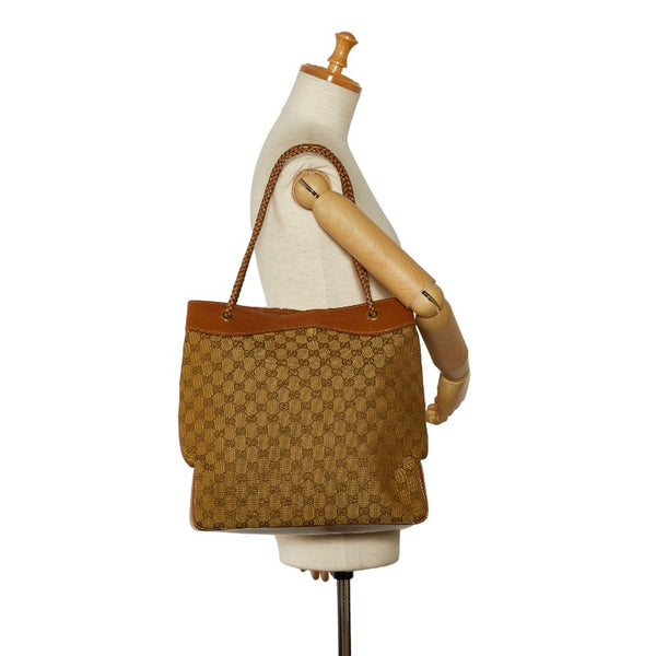 グッチ GGキャンバス トートバッグ ショルダーバッグ 109141 ブラウン キャンバス レザー レディース GUCCI 【中古】