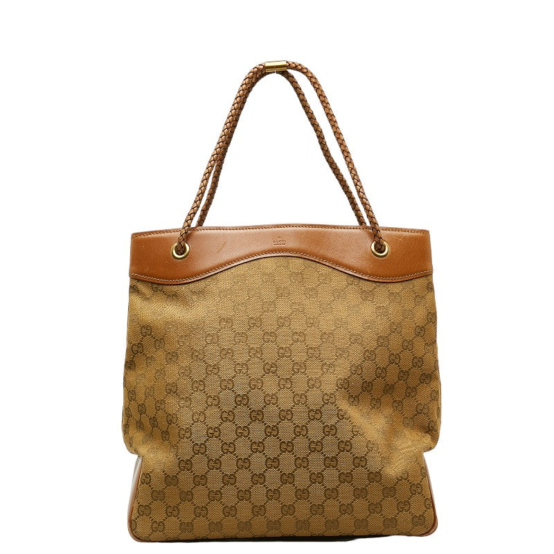 グッチ GGキャンバス トートバッグ ショルダーバッグ 109141 ブラウン キャンバス レザー レディース GUCCI 【中古】