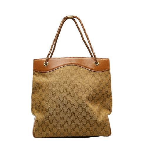 グッチ GGキャンバス トートバッグ ショルダーバッグ 109141 ブラウン キャンバス レザー レディース GUCCI 【中古】