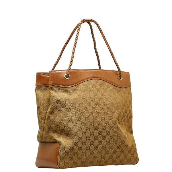 グッチ GGキャンバス トートバッグ ショルダーバッグ 109141 ブラウン キャンバス レザー レディース GUCCI 【中古】