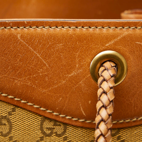 グッチ GGキャンバス トートバッグ ショルダーバッグ 109141 ブラウン キャンバス レザー レディース GUCCI 【中古】