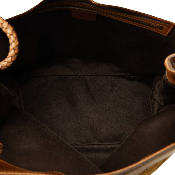 グッチ GGキャンバス トートバッグ ショルダーバッグ 109141 ブラウン キャンバス レザー レディース GUCCI 【中古】