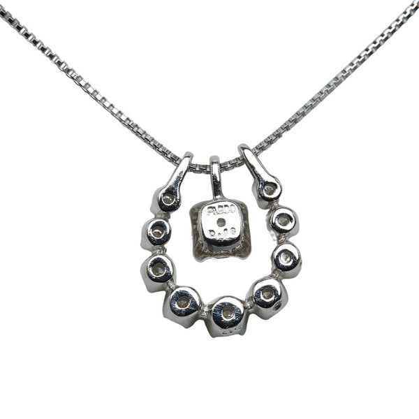 Pt900 プラチナ Pt850 プラチナ ダイヤ0.18ct ダイヤ0.17ct ホースシュー 馬蹄 スイング ネックレス レディース 【中古】