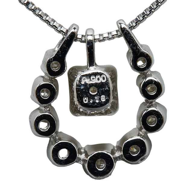 Pt900 プラチナ Pt850 プラチナ ダイヤ0.18ct ダイヤ0.17ct ホースシュー 馬蹄 スイング ネックレス レディース 【中古】