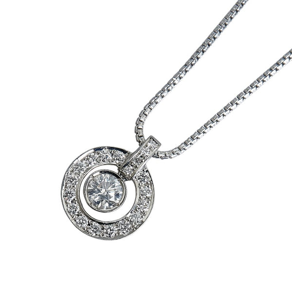 Pt950 プラチナ ダイヤ0.241ct ダイヤ0.17ct ラ ソマ La Soma サークル スイング ネックレス レディース 【中古】