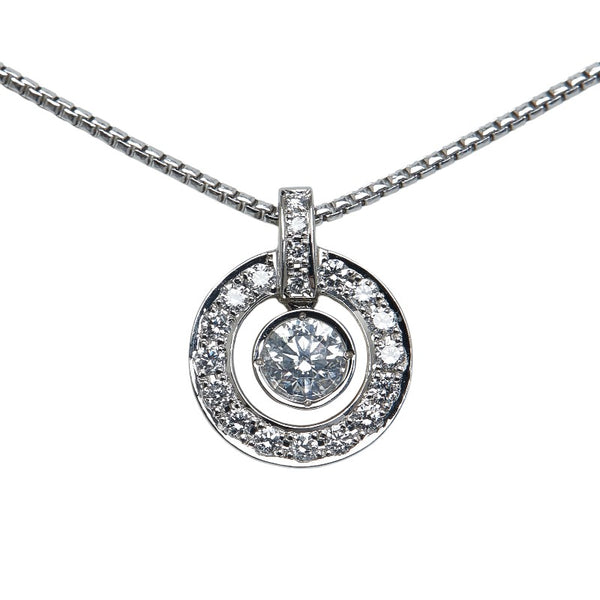 Pt950 プラチナ ダイヤ0.241ct ダイヤ0.17ct ラ ソマ La Soma サークル スイング ネックレス レディース 【中古】