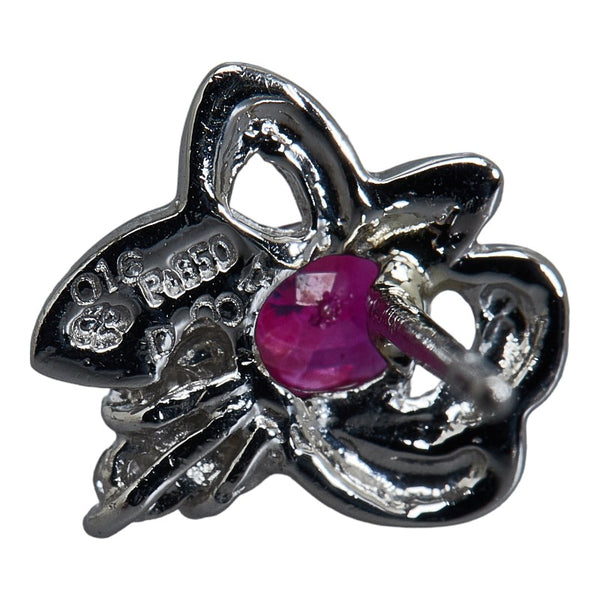 Pt850 プラチナ Pt900 プラチナ ルビー0.38ct ダイヤ0.08ct ピアス レディース 【中古】