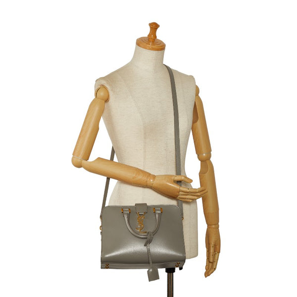 サンローラン ベイビー カバス ハンドバッグ ショルダーバッグ 2WAY 472466 グレー レザー レディース SAINT LAURENT 【中古】