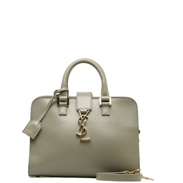 サンローラン ベイビー カバス ハンドバッグ ショルダーバッグ 2WAY 472466 グレー レザー レディース SAINT LAURENT 【中古】