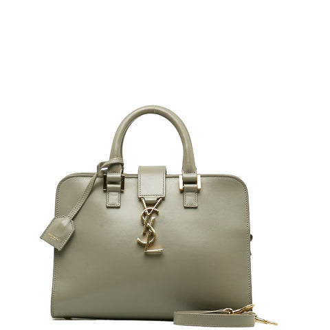 サンローラン ベイビー カバス ハンドバッグ ショルダーバッグ 2WAY 472466 グレー レザー レディース SAINT LAURENT 【中古】