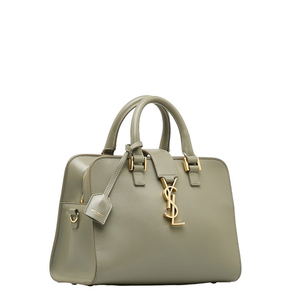 サンローラン ベイビー カバス ハンドバッグ ショルダーバッグ 2WAY 472466 グレー レザー レディース SAINT LAURENT 【中古】