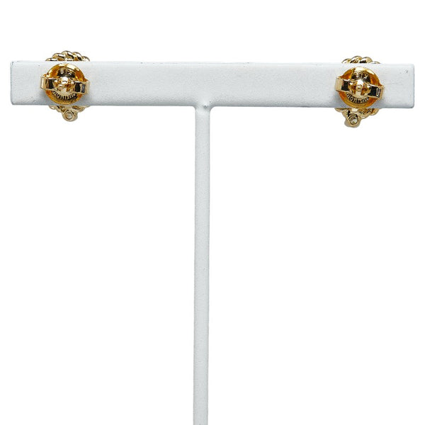 ミキモト K18YG イエローゴールド アコヤパール6.5mm ダイヤ0.04 スタッド 2WAY ピアス レディース MIKIMOTO 【中古】