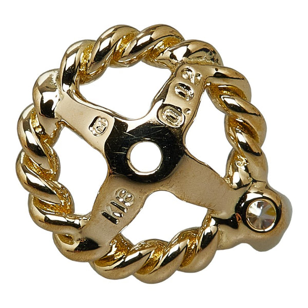 ミキモト K18YG イエローゴールド アコヤパール6.5mm ダイヤ0.04 スタッド 2WAY ピアス レディース MIKIMOTO 【中古】