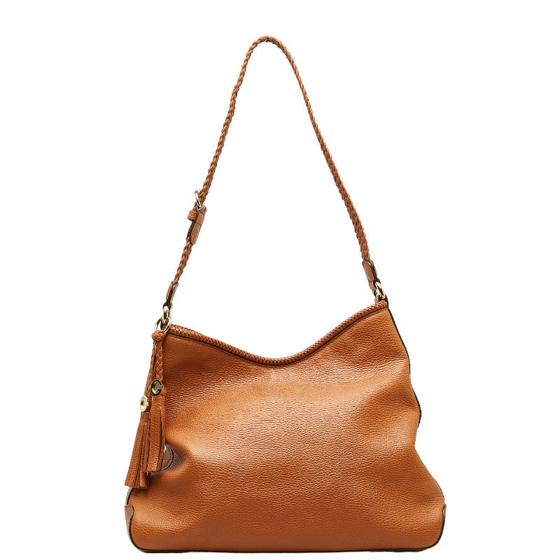 グッチ タッセル 編み込み ワンショルダーバッグ 336659 ブラウン レザー レディース GUCCI 【中古】