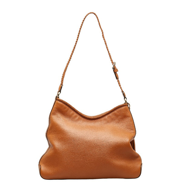 グッチ タッセル 編み込み ワンショルダーバッグ 336659 ブラウン レザー レディース GUCCI 【中古】