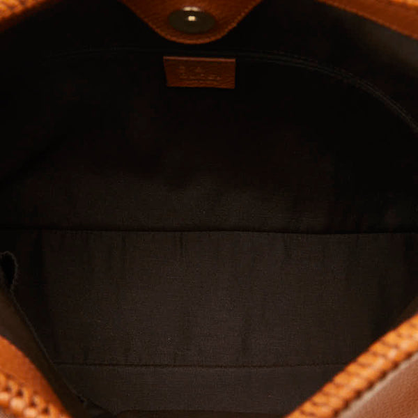 グッチ タッセル 編み込み ワンショルダーバッグ 336659 ブラウン レザー レディース GUCCI 【中古】