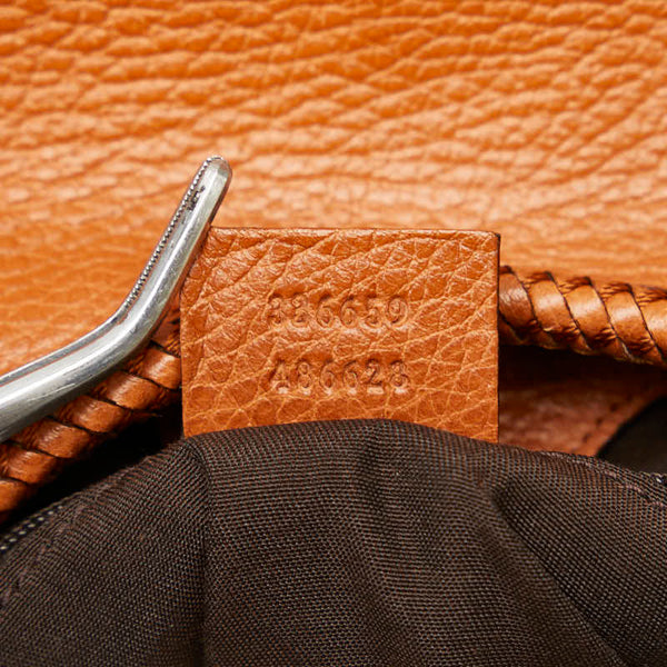 グッチ タッセル 編み込み ワンショルダーバッグ 336659 ブラウン レザー レディース GUCCI 【中古】