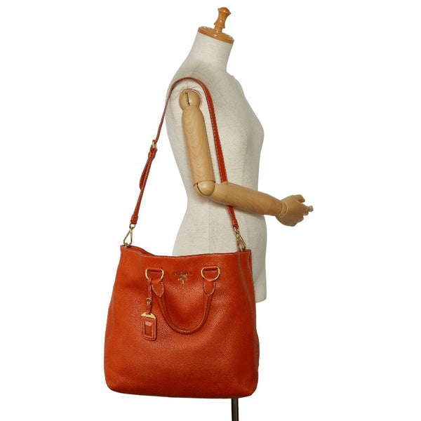 プラダ ハンドバッグ ショルダーバッグ 2WAY オレンジ レザー レディース PRADA 【中古】