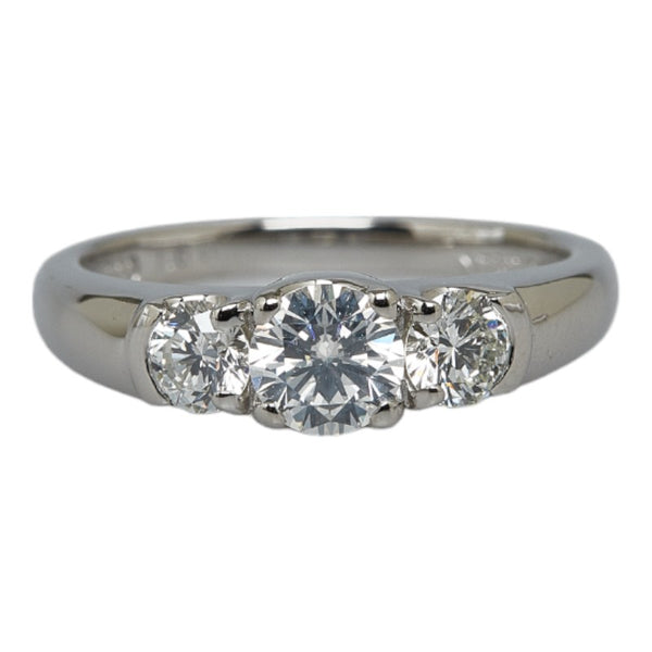 Pt900 プラチナ ダイヤ1.00ct トリロジー リング 指輪 レディース 13号 【中古】