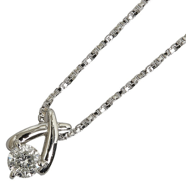 Pt900 プラチナ Pt850 プラチナ ダイヤ0.606ct ダイヤ クロス ネックレス レディース 【中古】