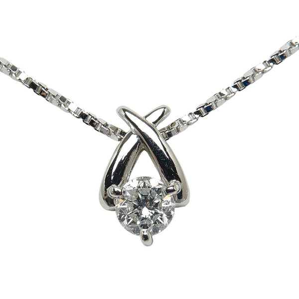 Pt900 プラチナ Pt850 プラチナ ダイヤ0.606ct ダイヤ クロス ネックレス レディース 【中古】