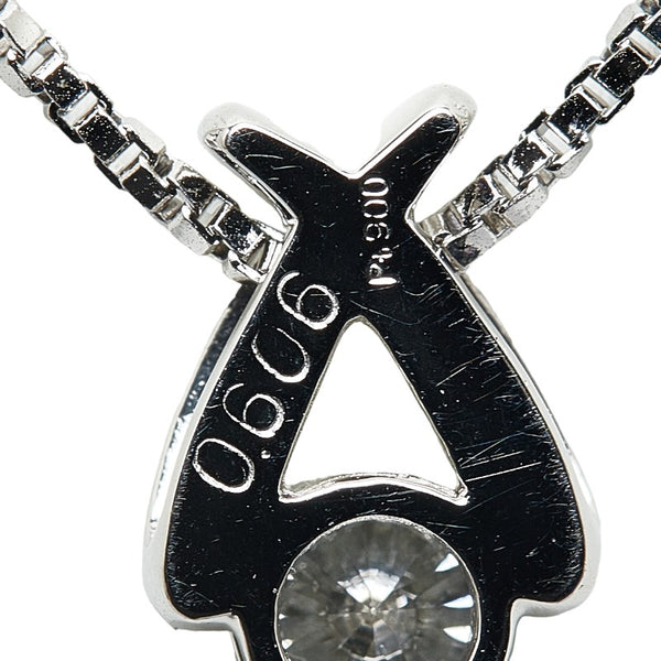 Pt900 プラチナ Pt850 プラチナ ダイヤ0.606ct ダイヤ クロス ネックレス レディース 【中古】
