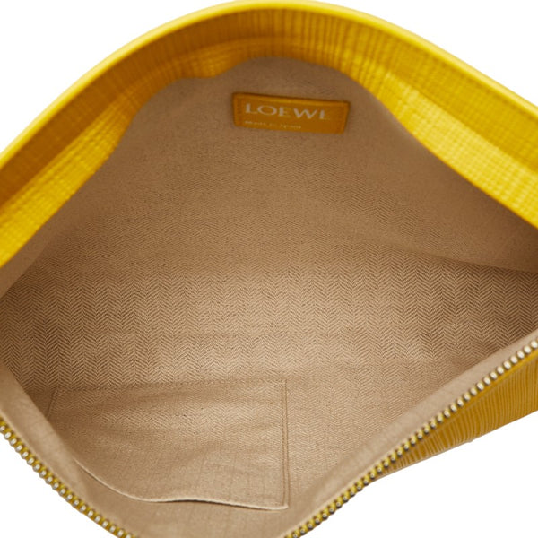ロエベ アナグラム クラッチバッグ セカンドバッグ イエロー レザー レディース LOEWE 【中古】