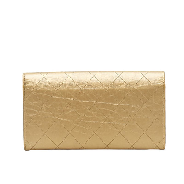 シャネル マトラッセ 長財布 ゴールド レザー レディース CHANEL 【中古】