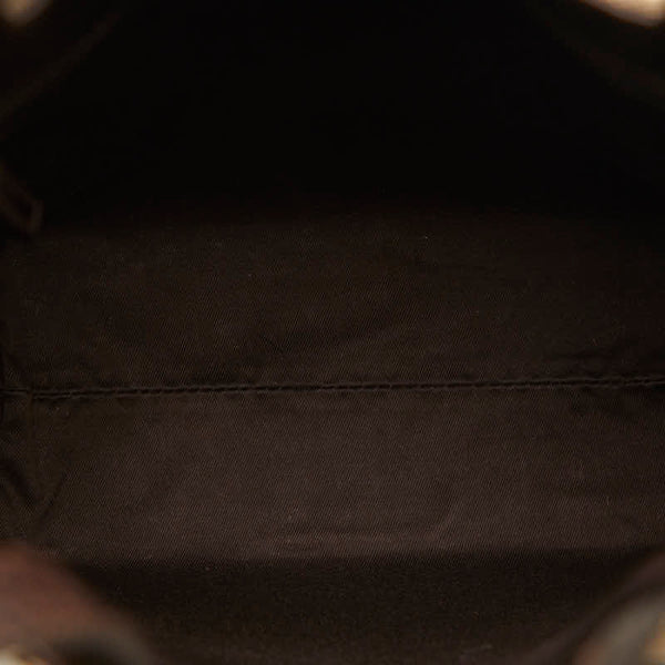 グッチ GGキャンバス ハンドバッグ トートバッグ 107757 ブラウン ベージュ レザー キャンバス レディース GUCCI 【中古】