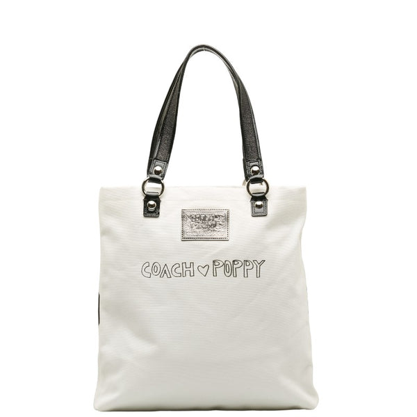 コーチ POPPY ポピー ビジュー トートバッグ 14718 ホワイト マルチカラー キャンバス パテントレザー レディース COACH 【中古】