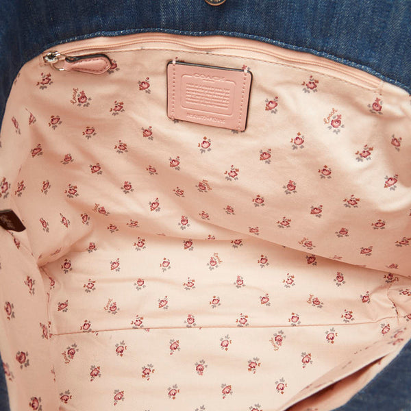 コーチ ロゴ トートバッグ F67415 ブルー デニム レディース COACH 【中古】