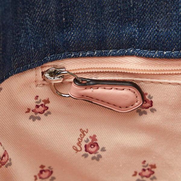 コーチ ロゴ トートバッグ F67415 ブルー デニム レディース COACH 【中古】