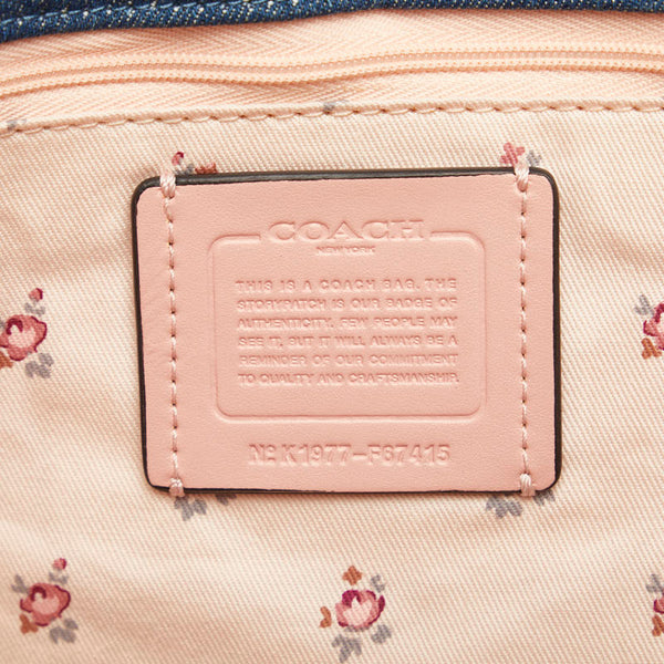 コーチ ロゴ トートバッグ F67415 ブルー デニム レディース COACH 【中古】