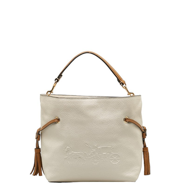 コーチ アンディ ハンドバッグ CA164 ホワイト ベージュ レザー レディース COACH 【中古】