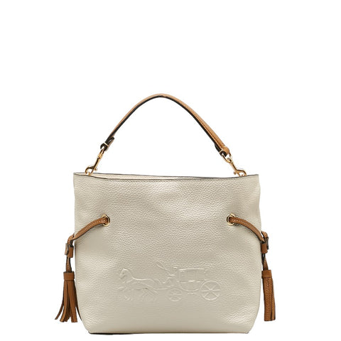 コーチ アンディ ハンドバッグ CA164 ホワイト ベージュ レザー レディース COACH 【中古】