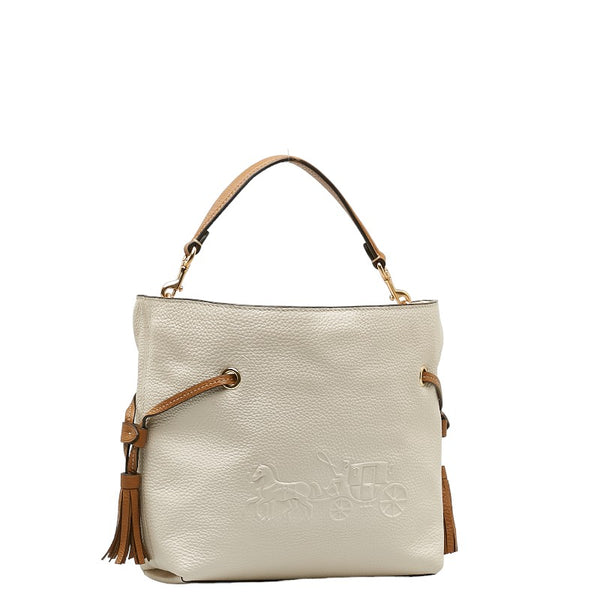 コーチ アンディ ハンドバッグ CA164 ホワイト ベージュ レザー レディース COACH 【中古】