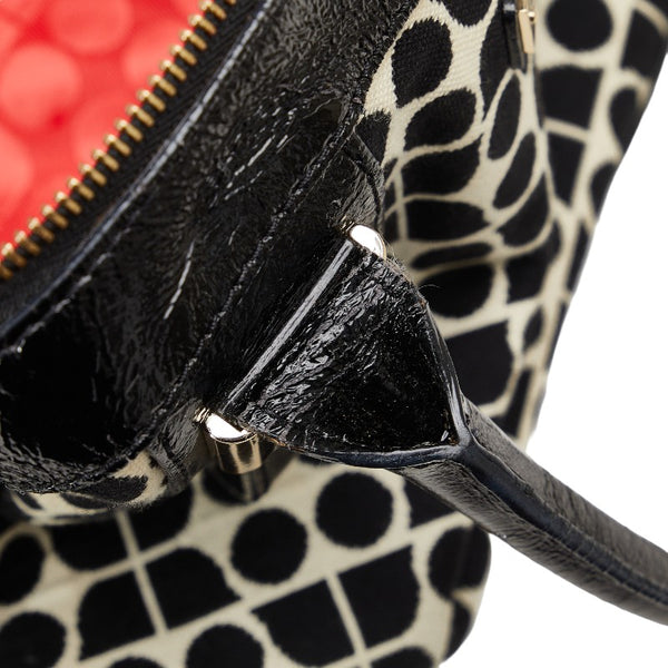 ケイトスペード ハンドバッグ ショルダーバッグ 2WAY ブラック ホワイト キャンバス パテントレザー レディース Kate Spade 【中古】