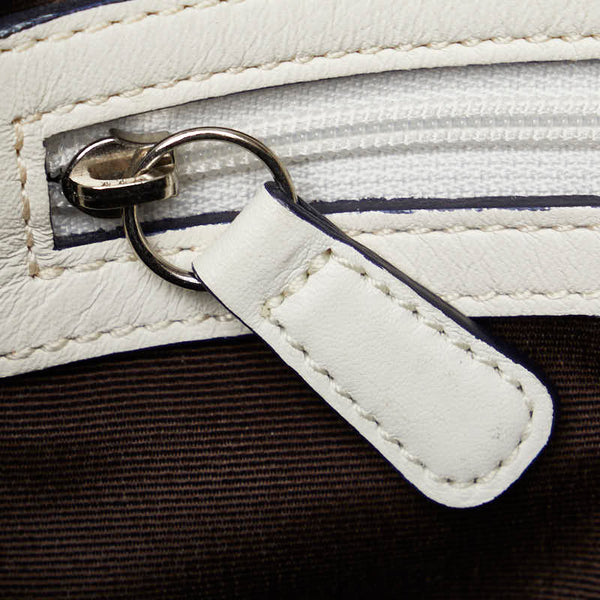 コーチ シグネチャー ショルダーバッグ 6808 ブルー ホワイト キャンバス レザー レディース COACH 【中古】